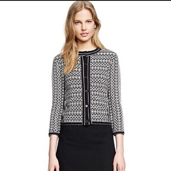 Tory Burch Monique Cardigan Navy and Ivory sz S - Picture 1 of 8